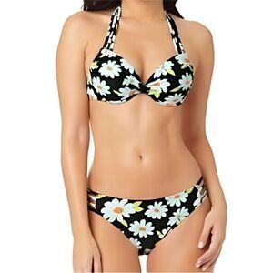 SALT + COVE Juniors' Daisy Dance Strappy Underwire Push-Up Bikini Set Size M